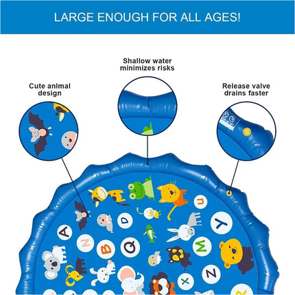 170cm Round Inflatable Water Play Pad Outdoor Splash Sprinkler Mat