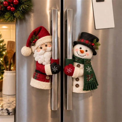 Santa Style Handle Huggers Snowman Handles Refrigerator Handle Covers Xmas