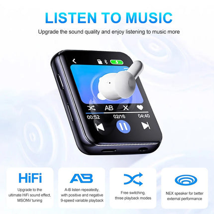 Bluetooth 5.4 MP3 Player MP4 Player 2 inch IPS Full Touch HD Colour Screen Photo