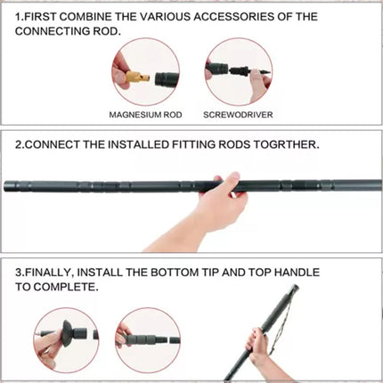 Ultralight Aluminum Trekking Hiking Poles Tactical Walking Stick Multi Tool Grey