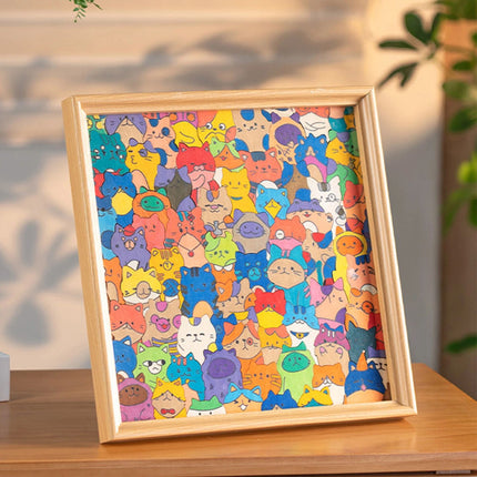 DIY Wooden Cat Puzzle Frame, Wooden Coloring Puzzle, Cat Puzzles Decor