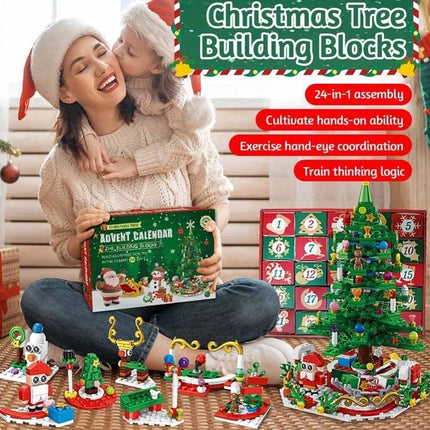 24PCS Advent Calendar 2026 Christmas Tree Building Set Boxes Countdown Block