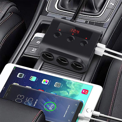 3 Way 12V 24V Multi Socket Car Cigarette Lighter Splitter USB Charger Adapter