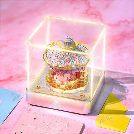 3D Calendar Memo Pad Creative Desk Calendar Notes DIY Paper Carving Art Crafts Merry‑Go‑Round Christmas Gift