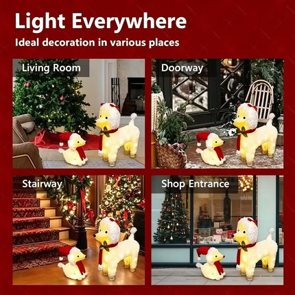Christmas Lights 60 LEDs Fairy Light 2pcs Dog Decorations Set Xmas Party Home