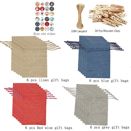 24PCS Advent Calendar Christmas Calendar XMAS for filling Christmas Bag Decor
