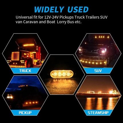 10x Amber 4 LED Car Truck Emergency Beacon Warning Hazard Flashing Strobe Light