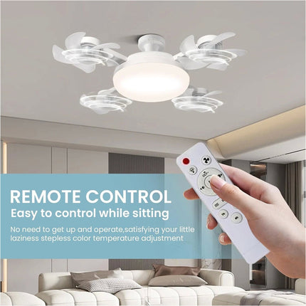 LED Ceiling Fan Light with E27 Base and Remote Control, Dimmable Modern Home Lighting
