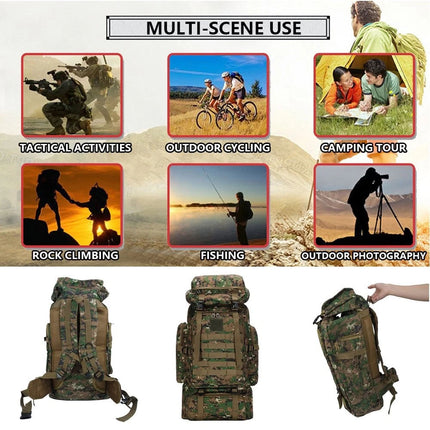 75L Outdoor Military Tactical Backpack Travel Rucksacks Camping Trekking Bag
