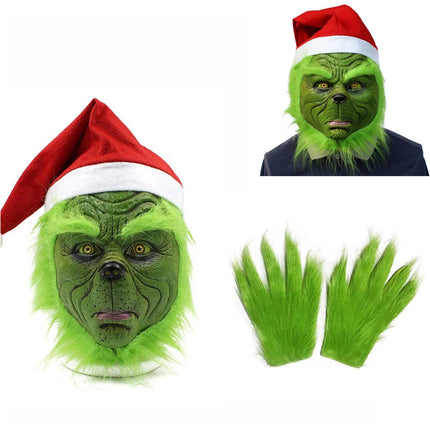 Grinch Christmas Green Big Monster Mask Halloween Cosplay Costume Props