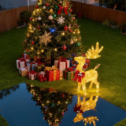 80cm Christmas Decoration Reindeer LED Lights Light up Solar Iron Frame Door