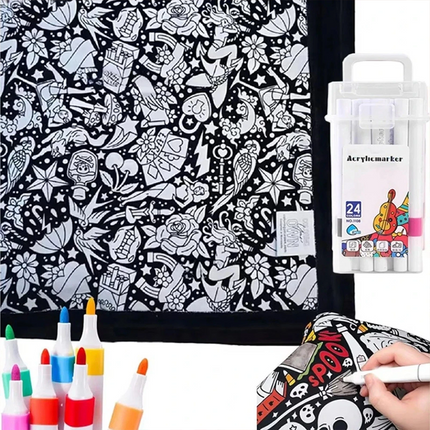 DIY Coloring Blanket With 24PCS Markers Coloring Blankets
