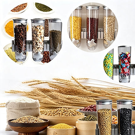 Wall-Mounted Cereal Dispenser Grain Grocery Storage Jar Dry Food Container Box
