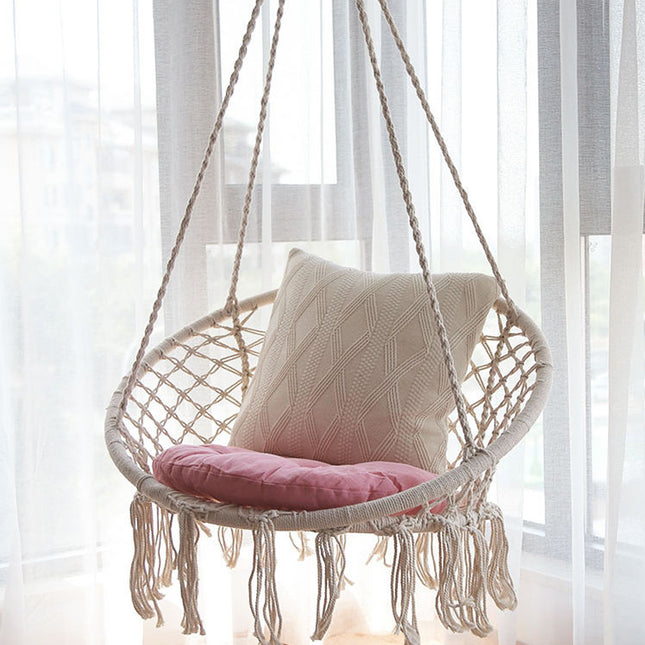 Hammock Chair Macrame Cotton Swing Bed Relax Indoor Outdoor Hanging Garden
