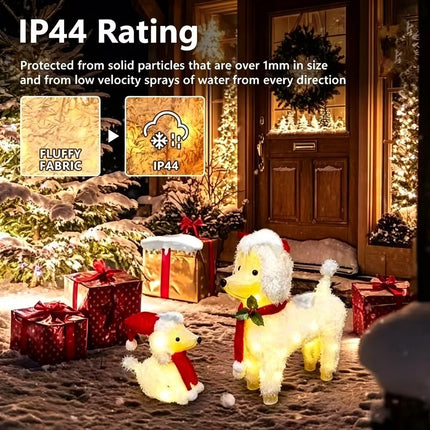 Christmas Lights 60 LEDs Fairy Light 2pcs Dog Decorations Set Xmas Party Home