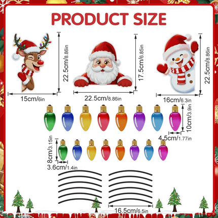 Christmas Reflective Car Stickers Colorful Decals Car Xmas Decorations