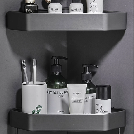 3x Corner Bathroom Kitchen Shelving Organizer Steel Bathroom Rack Towel Holder