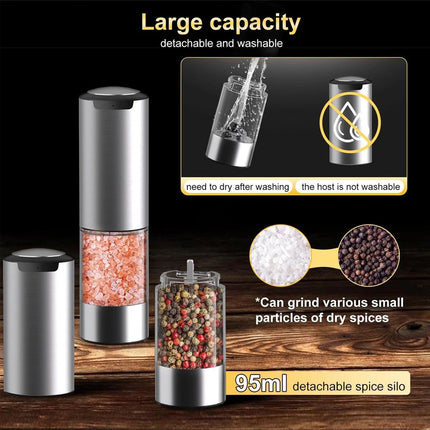 2PCS Electric Salt And Pepper Grinder Set, Rechargeable Salt And Pepper Mill New