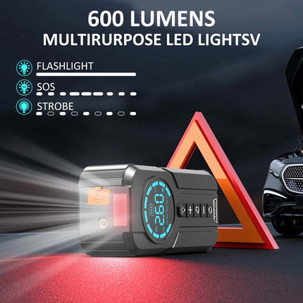 8000A Car Jump Starter with Air Compressor Portable Car Battery Booster with LED