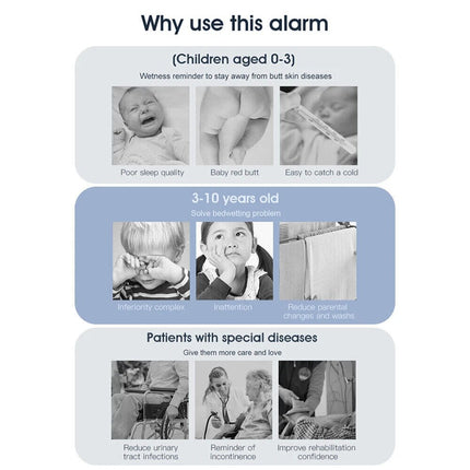High‑Sensitivity Wireless Bedwetting Pee Alarm with Loud Sound & Strong Vibratio