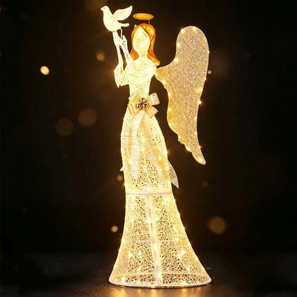 3D Lighted Angel Christmas Xmas Decoration 165cm Halo Angel w/ Pigeon&LED Lights