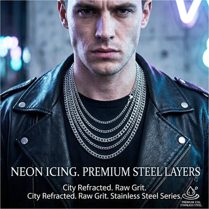 Chain Link Curb Necklace Men Women Stainless Steel Silver