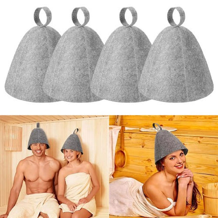Protection Soft Solid Sauna Hat Felt Shower Cap Anti Heat Cap Felt Wool Cap (4PCS)