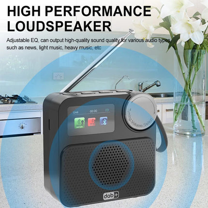 Portable Digital DAB+FM Radio & Bluetooth 5.3 Broadcasting Player Rechargeable