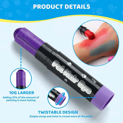 12 Colors Washable Pet Dog Cat Hair Dye Pens Pet Grooming Non-Toxic Dog Hair Dye
