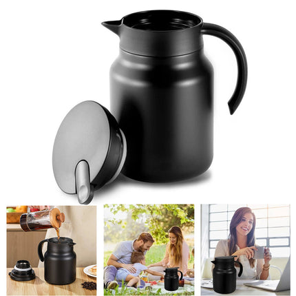 1L Stainless Steel Insulated Coffee Carafe Tea Pot with Removable Tea Strainer