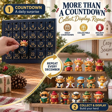 3D Highland Cow Advent Calendar 24 Days Countdown Calendars with 24 Highland Cow