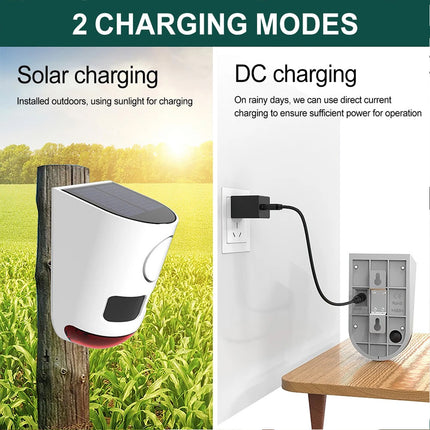 Solar Strobe Alarm Light Motion Sensor Siren 120dB