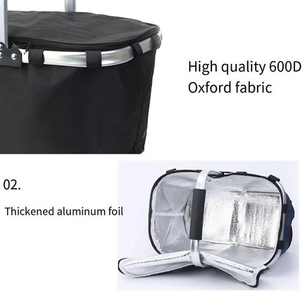 Picnic Basket Outdoor Portable Foldable Hamper for Camping Travel Food Storage  (Black）