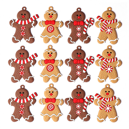 12Pcs Gingerbread Man Gift Tree Decor Christmas Tree Hanging Pendant Ornament