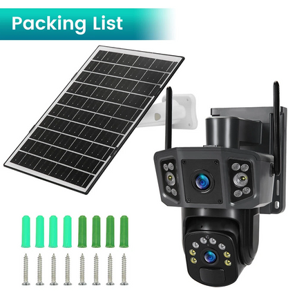9MP Wireless Dual-Lens Outdoor Solar Security Camera System PTZ IP WIFI CCTV Cam