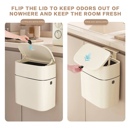 Kitchen Trash Bin Wall Mounted Door Hanging Cupboard Bin Garbage Can Wastebasket