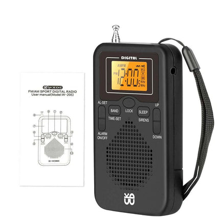 Portable Pocket Digital LCD AM FM Radio Battery Powered Receiver Speaker