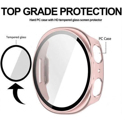 For Samsung Galaxy Watch 8 Case Cover With Glass Screen Protector 44mm Pink