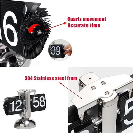 Auto Flip Digital Clock Home Decors Retro Internal Gear Operated for Home