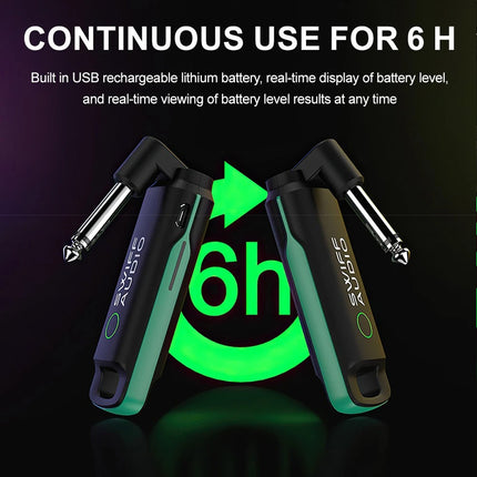 WS-70 Guitar Wireless System 100 Channel Rechargeable Audio Transmitter Receiver