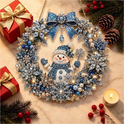 Unfinished Christmas Snowman Diamond Painting Kit Xmas Ornament Kit Window Decor Style A