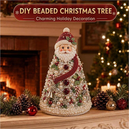 Handmade DIY Beaded Santa Tree Material Pack Festive Tabletop Decor