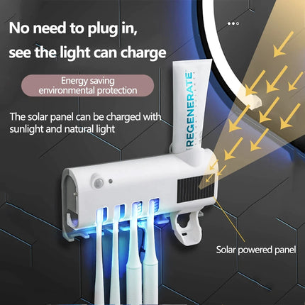 Toothbrush Holder Sensor UV Sanitizer Automatic Toothpaste Dispenser Squeezer