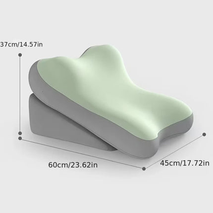 2PCS/Set Bed Wedge Pillow Cushion Neck Back Bed Sleep Support Backrest Headrest   (GreenGrey)