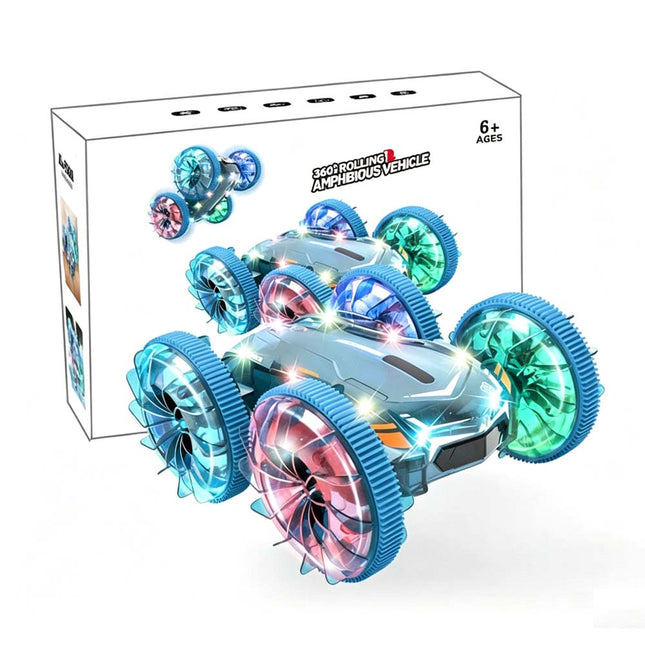 RC Car Amphibious Boat 2.4GHz Toy Double Sided Stunt Car with LED Lights
