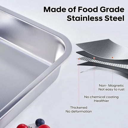 Stainless Steel Baking Pan Tray With Lid Cake Baking BBQ Pan Tray Roaster Pan