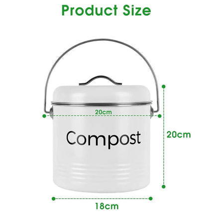 3.5L Kitchen Compost Bin Rubbish Waste Composter Basket Recycling Scrap Trash