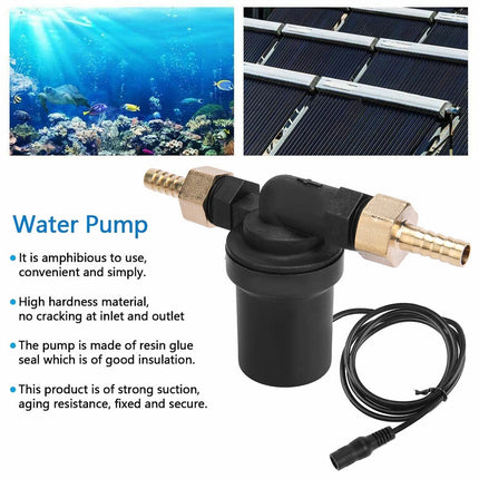 12V Cold Hot Water Pump Solar Circulation Brushless Motor 1/2" Couplers 800L/H
