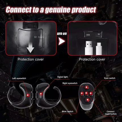 Spiderman Mask with Ring Remote Control Eye Closing Blinking Eyes Helmet Cosplay