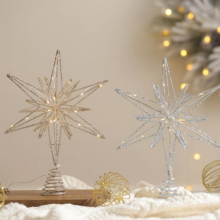 LED Christmas Tree Topper Star Xmas Tree Light Ornaments Party Tree Decor